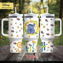 [官方授權]Disney Stitch 與 Angel 40盎司夏季水壺，附手柄與吸管，大容量可愛設計 - 彩色 - 查看 9