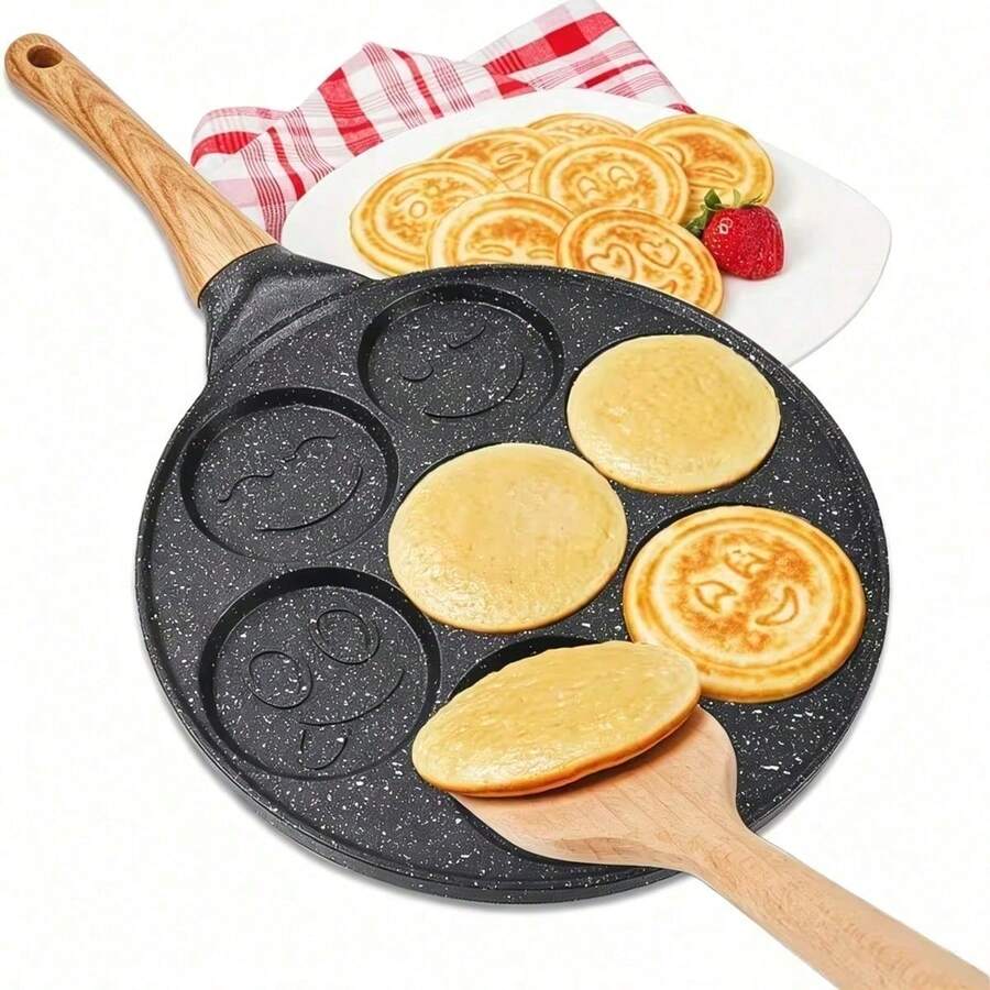 Face Pancake Pan | 7-Cavity Nonstick Griddle For Eggs & Mini Pancakes, Heavy Duty Aluminum Breakfast Skillet, Fun Weekend Brunch & Self-Care Gift - View 1