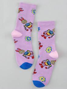 1 Pair Unisex Fashion Pattern Comfortable Breathable Mid-Calf Socks - Multicolor - View 3