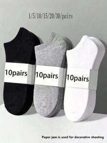 30/20/15/10/5/3/1 Pairs Women's Cotton Socks, Invisible Socks, Ankle Socks, White Socks, Grey Socks, Black Socks, Women's Socks, Cute Socks, Girls' Socks, Autumn/Winter Socks, Spring/Summer Socks, Mesh Breathable Details, Track Breathable Hole Design, Moisture-Wicking, Soft And Smooth, Suitable For Various Holidays, Sports, Casual, Business And Other Daily Wear, Suitable For All Seasons, Random Color Matching. - Multicolor - View 4