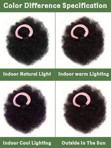 4 Inch Pink Ponytail Hair Extension, Afro Curly Synthetic Hair, 1 Pair - 彩色 - 查看 9
