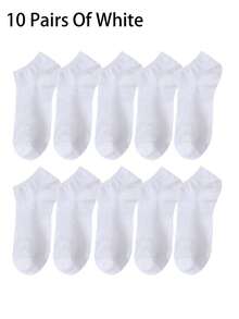 5 Pairs Women's Mid-Calf Short Socks, White, Casual Sports Socks, Autumn/Winter - Multicolor - View 7