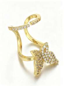3pcs Copper Material Cross-Border New Micro-Inlaid Zirconia Nail Ring Creative Ring Set - Gold - View 2