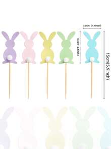 5/10pcs Easter Cake Decorations, Creative Colorful Rabbit Cake Toppers, Easter Theme Party Decor Supplies, Cupcake Decorations, Cake Dessert Toppers, Easter Decorations, Holiday Party Decor - Multicolor - View 7