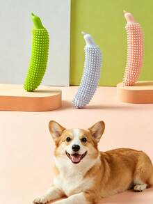 TPR Textured Cucumber Pet Chew Stick, Durable Bite-Resistant Teething & Dental Cleaning Toy For Dogs, Suitable For All Sizes, Boredom Relief/Teeth Cleaning - Multicolor - View 1