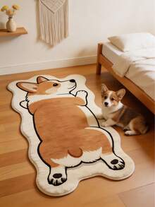 1pc Corgi Dog Area Rug, Living Room Carpet, Small Area Rug, Mat, Home Decor, Large Living Room Rug, Round Carpet, Living Room Home Decor, Room Decor, Washable Carpet, Graduation Gift - Corgi - View 1