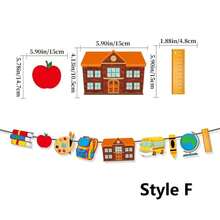 Back To School Welcome Banner Set, Colorful Apple Pencil Flag Garland, First Day Of School Classroom Wall Decor Teacher Party Supplies - Multicolor - View 8