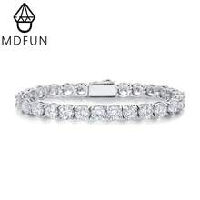 MDFUN 18K白金電鍍 6.0立方氧化鋯網球手鍊，中性款，彈簧扣，6/6.5/7英吋 - 白色 - 查看 1