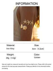 1pc Bohemian Style Starfish & Shell Bracelet, Fashion Accessory For Women, Suitable For Vacation, Date, Party, Best Summer Gift - Gold - View 5