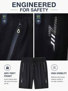 1pc Men's Shorts, Lightweight Sports Pants For Summer, Fitness, Running, Training, Outdoor Activities, Men's Bermuda Shorts - Black - View 12