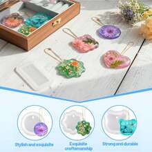 16PCS/6PCS Assorted Geometric Pendant Silicone Molds With Hanging Holes, Jewelry UV Resin Molds, Epoxy Resin Necklace Keychain Molds, Multi-Functional Pendant Molds For Girls, Creative Mother's Day Gift - White - View 5