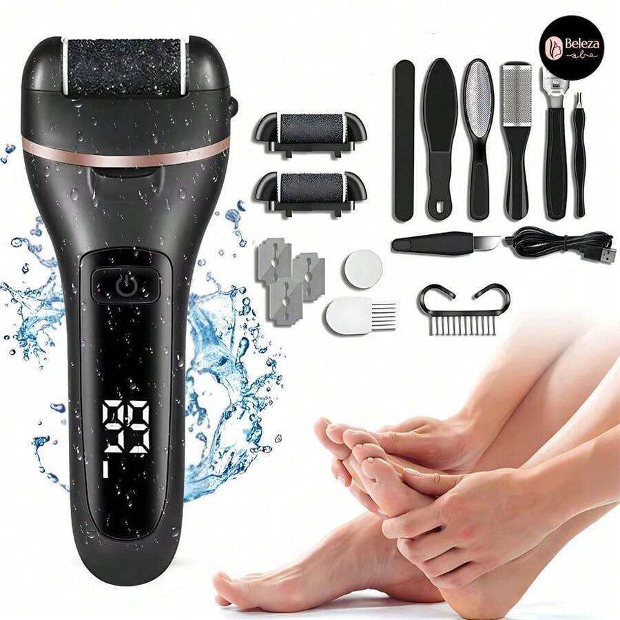Lixa Elétrica para Pés com Tela Digital para Remoção de Calos