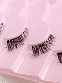 7 Pairs Cat Eye Fluffy Half Eye False Eyelashes Beginner Friendly Natural Look Transparent Band Half-Eye Lashes False Eyelashes Makeup Tool - 黑色 - 查看 4
