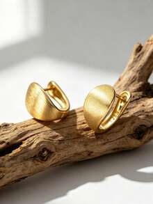 YUNCHUN 1 Pasang Anting Lingkaran Emas Minimalis, Perhiasan Jepit Telinga Gaya Perjalanan Sehari-hari, Aksesori Telinga - Emas - View 6