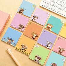 1/3/6/12 Packs Cute Pink, Blue, Purple Floral And Animal Pattern Sticky Notes Set, Suitable For Home, School And Office, Random Style School Supplies - one-size - View 4