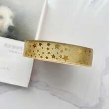 1 rollo de 5m de ancho 2.5cm cinta de poliéster con estampado de estrellas doradas, accesorios de decoración de embalaje, cinta para envolver flores, material DIY hecho a mano - 5 metros - Ver 12