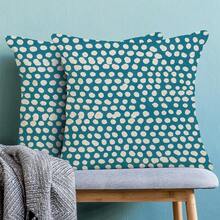Aqua Teal Cream Polka Dot Pillow Covers 18x18 Inch Set Of 2 Boho Outdoor Decor Throw Pillows For Couch Modern Design Watercolor Aesthetic Decorative Cushion Cases For Home Sofa Bed Decorations - 水藍綠色白色波點圖案 18 吋 x 18 吋(2 件裝) - 查看 3