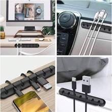2-5pcs NNBILI 1/3/5/7-Hole Silicone USB Cable Organizer, Self-Adhesive Cable Management Clips For Mouse, Keyboard, Earphones - 5 Gray Clips - View 4