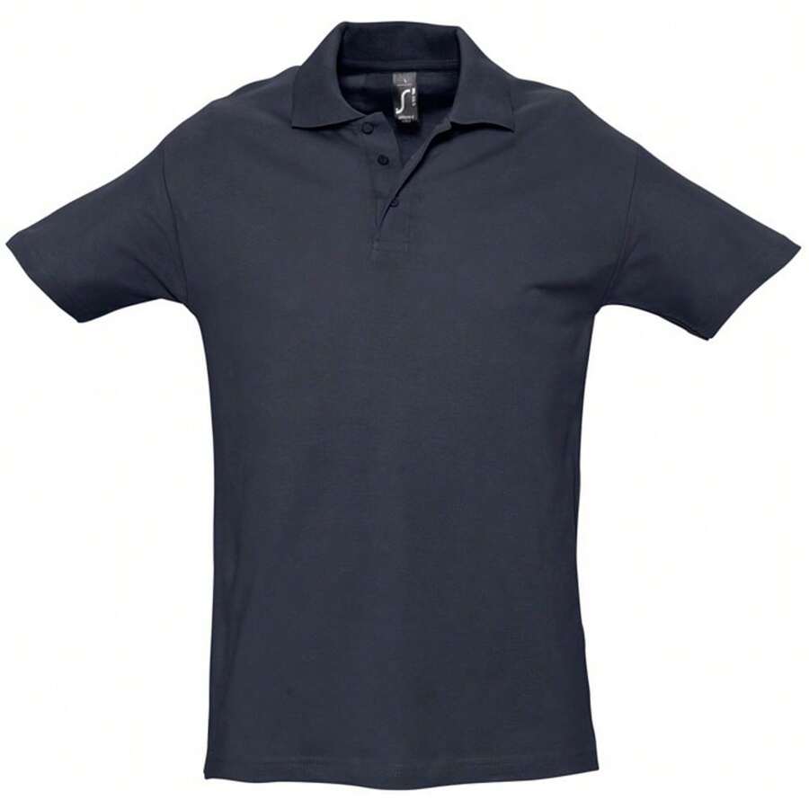 SOLS Mens Spring II Short Sleeve Heavyweight Cotton Polo Shirt - Navy - View 1