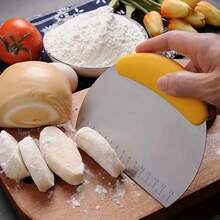 This 2 Pieces Multi-Functional Dough Cutter Set Includes A Measuring Ruler, A Stainless Steel Countertop Scraper And Shredder, And A Pizza Dough Scraper. Suitable For Making Cakes, Pizzas, And Bread, It's Easy To Use And Perfect For Home Baking. - Silver - View 5