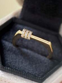 1pc Geometric Cross Niche Party Elegant High-End Luxury Asymmetrical Teenager Ring - Multicolor - View 5