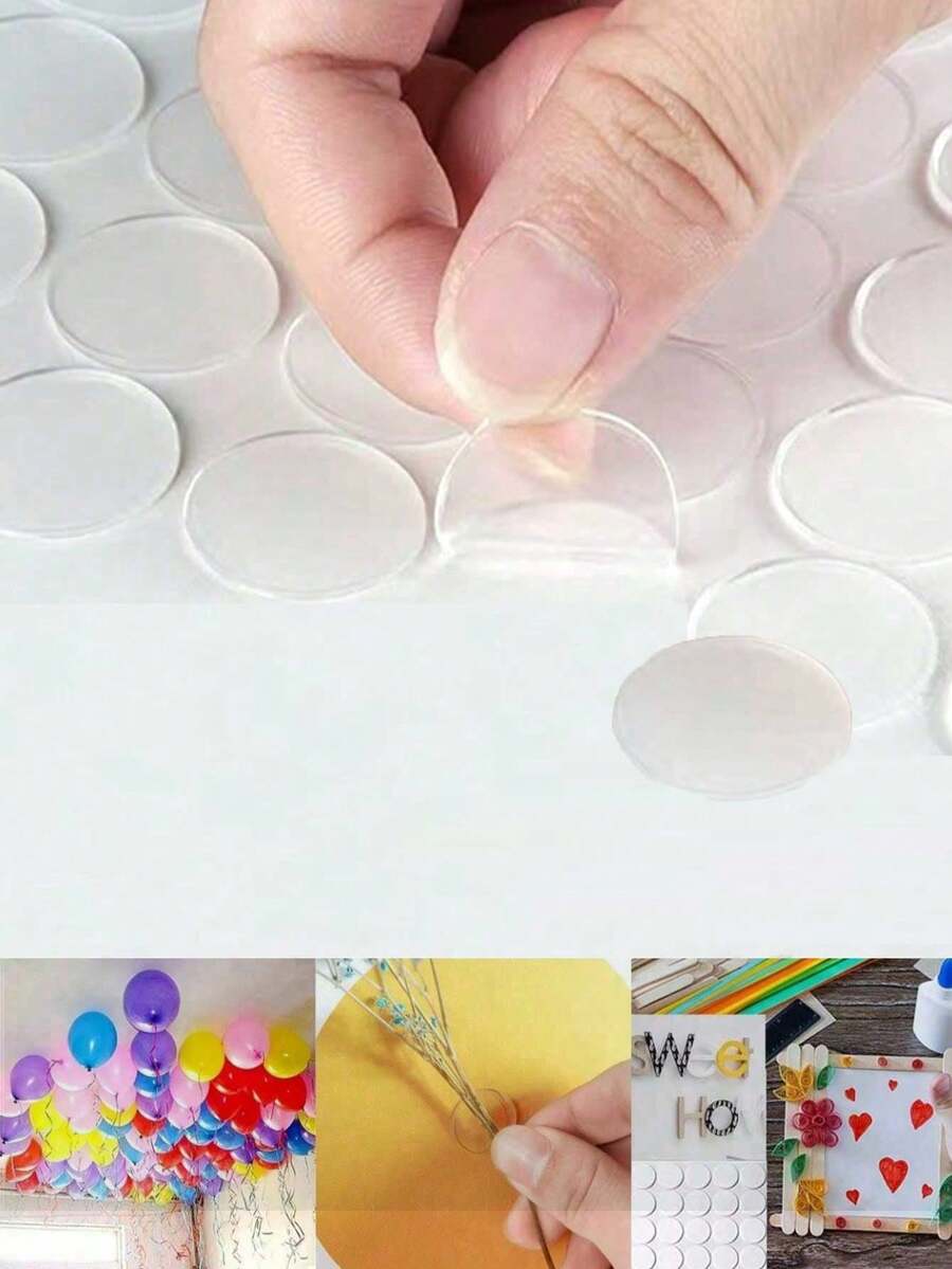 80/20 (20 Glue Dots Per Piece) Double-Sided Adhesive Clear Removable Balloon Tape, Balloon Decoration Accessories - Ultra Strong Adhesive Stickers Suitable For DIY Wedding Birthday Party Decoration, Party, Camping, Birthday, Wedding, Handicrafts - Multicolor - View 1
