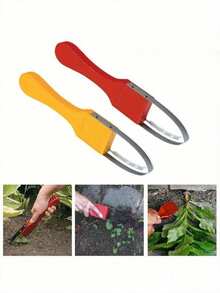 1pc Hand-Held Round Weeder - A Plastic Handle Lawn And Garden Weeding Tool That Makes Gardening Simple And Easy. Featuring An Iron Ring Design And Sharp Blades, This Manual Weeding Tool Has A UV-Resistant Plastic Handle For Weeding, Loosening Soil. - Multicolor - View 4