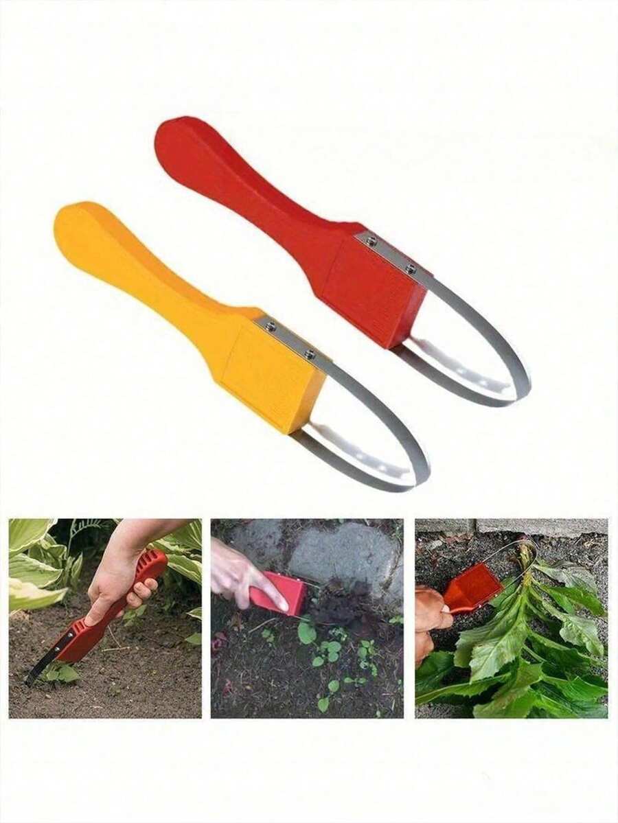 1件手持式圓形除草器，塑膠手柄草坪園藝除草工具，讓園藝簡單輕鬆，鐵環設計搭配鋒利刀片，抗UV塑膠手柄，適用除草與鬆土