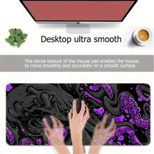 Cyber ​​Neon Purple! Giant Cthulhu-Style Octopus Desk Mat-An Atmospheric, Minimalist, Dark-Themed Gaming Keyboard Mat Featuring Precision Edge Stitching And A Non-Slip Rubber Base; Designed To Prevent Curling Or Fraying. - Mouse Pad - View 5