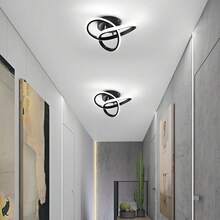 1件裝現代三葉LED吸頂燈，220-240V三色可調燈具，3000K/4500K/6000K三色溫，適用於臥室、浴室、廚房、陽台、走廊、樓梯，曲面創意設計吸頂燈 - 黑色 - 查看 3
