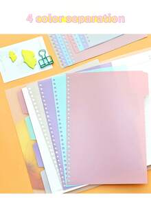 Set da 11 pezzi, 1 raccoglitore in PP colorato e rinforzato formato A4 + 6 buste espandibili a 11 fori formato A4 colorate ad alta capacità + 4 divisori colorati formato A4, adatto per scuola, casa, ufficio, lavoro, viaggio, design portatile - Multicolore - Visualizzare 10