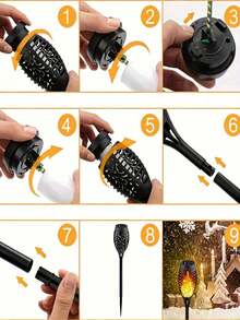 2/6/8pcs Solar Flame Lights, 12LED Solar Torch Lights, Waterproof Pathway Lights With Auto On/Off Sensor, Ideal For Lawn, Yard, Garden, Patio, Walkway, Corridor, Outdoor Decor, Party And Wedding - Flame Lamp - View 11