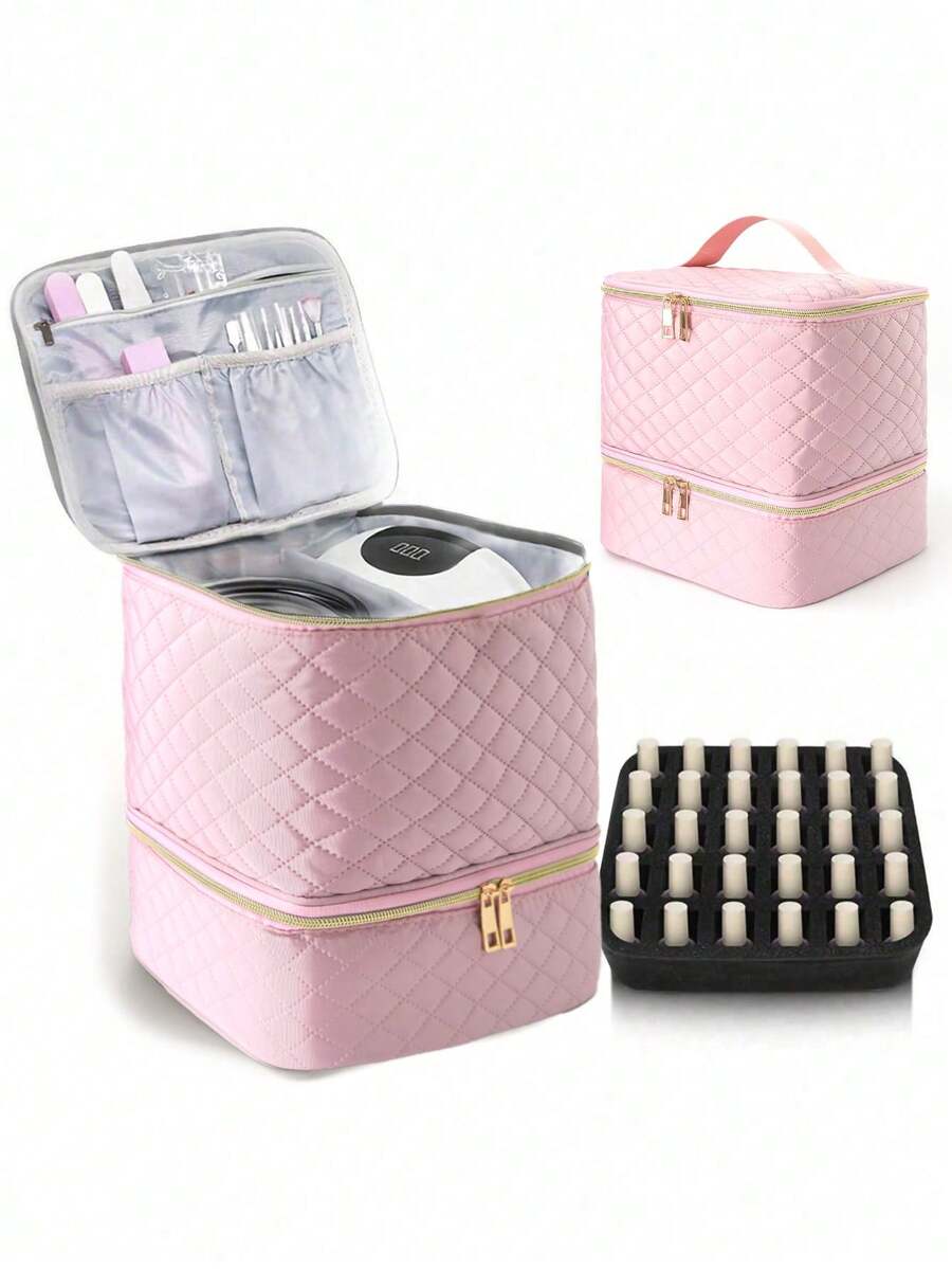 2026 Large Capacity Multifunctional Portable PU Leather Cosmetic Bag, Makeup Bag, Toiletry Bag, Makeup Organizer, Makeup Case, Manicure Supplies - 羅莎 - 查看 1