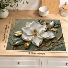 1pc 3D Floral Print Diatomaceous Earth Drying Mat, Non-Slip Heat-Resistant Absorbent Mat, Suitable For Kitchen Countertop, Coffee Machine, Tableware, Home Cafe Bar Party Decoration Placemat Gift - Multicolor - View 14