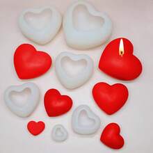 1pc DIY 3D Heart-Shaped Valentine's Day Car Aromatherapy Candle Atmosphere Decor Ornament Silicone Mold - White - View 1