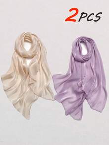 FADZOYLE 1 pièce Écharpe de couleur unie, texture satinée lisse et brillante, froissée, châle, enveloppe, hijab long et doux, peut être utilisé comme foulard/bandeau/couvre-plage d'été/sarong/accessoire pour cheveux, convient pour les occasions quotidiennes, les voyages, les mariages, les fêtes, les mariées, les vacances, la prière et le pèlerinage - foulard - Voir 25