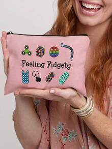 Themed Cosmetic & Accessory Storage Pouch - Designed For Fidget Spinners And Sensory Needs, Beige Storage Box, Suitable For Storing Small Tools, Supplies, Travel Essentials, Themed Design, Hand Washable, Suitable For Students And Professionals Make Up Bag - Multicolor - View 13