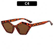 Unique Irregular Cat-Eye Versatile Retro  Minimalist Black Frame Polygonal Cat-Eye  High-End Niche Versatile - C2 - 豹紋鏡框,淺灰色鏡片 - 查看 2