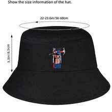 Labor Day Bucket Hat - American Flag & Hammer Graphic - Black With Red/Blue Accents - Non-Stretch Fabric - Machine Washable - For Construction, Manufa - 黑色 - 查看 6