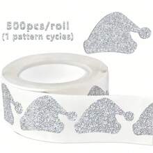 500pcs Matte Glitter Christmas Hat Doodle Roll Stickers, 5 Colors Available, 3.8cm Shaped Christmas Decorative Stickers For Holiday Party, Scrapbook DIY Decoration, Card Sealing Envelope Seal Stickers, PVC Self-Adhesive School Supplies - Frosted Glitter Christmas Hat - View 11
