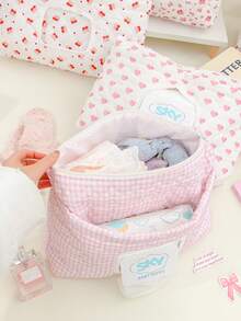 1Pc Quilted Travel Makeup Bag Cute Cosmetic Bag Large Capacity Multi-Functional Storage Bag Mommy Bag Baby Clothes Bag Diaper Bag Wet Wipes Bag Underwear Storage Bag Portable Diaper Organizer Cosmetic Organizer Travel Essential Bridesmaid Gifts - Multicolor - View 5
