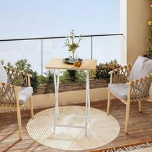 2 Set Folding Side Tables Industrial Metal Frame Rustic Brown TV Tray Table For Eating Laptop Coffee Sofa End Table Small Space Living Room - 自然色 + 白色 - 查看 5