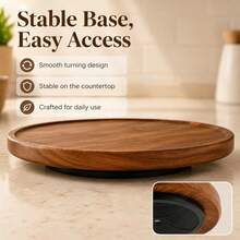 1pc Round Rotating Tray, 360° Swivel Wooden Tray, Kitchen Spice Rack, Tray, Kitchen Accessories, Kitchen Storage And Organization, Round Turntable, Wooden Tray, Spice Container, Kitchen Storage Utensils, Kitchen Decor, Turntable, Solid Wood Tray, Rotating Wooden Tray, 8-Inch Round Multi-Functional Tray, Round Wooden Spice Rack, Suitable For Kitchen Cabinets And Storage Cabinets, Housewarming Gift, Father's Day, Graduation, Birthday Gift - View 4