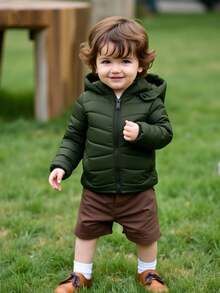 Chamarra Chaqueta Térmica Con Gorro Desmontable para Bebé - MODELO FELIPE BABY - Verde Oliva - Ver 2