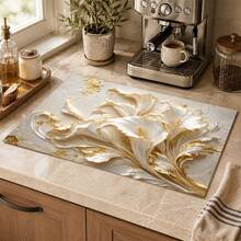 1pc 3D Floral Pattern Diatomaceous Earth Drying Mat, Non-Slip Heat-Resistant Absorbent Mat, Suitable For Kitchen Countertop, Coffee Machine, Tableware, Home Cafe Bar Party Decoration Placemat Gift - Multicolor - View 1