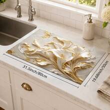 1pc 3D Floral Pattern Diatomaceous Earth Drying Mat, Non-Slip Heat-Resistant Absorbent Mat, Suitable For Kitchen Countertop, Coffee Machine, Tableware, Home Cafe Bar Party Decoration Placemat Gift - Multicolor - View 13
