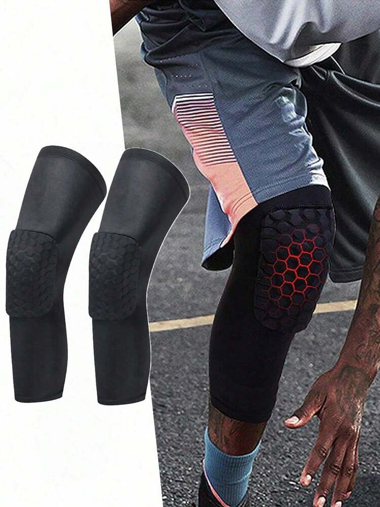 1 Pc/1 Pair Long Lycra Sports Knee Sleeves, Outdoor Football Training Leg Supports, Lightweight Sun Protection Knee Pads For Spring Summer Daily Sports Use - Black - View 7