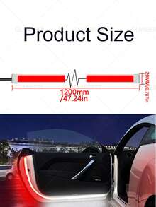 GLANBERT 1pc LED Car Door Flowing Light Dual Color Decorative Water Flow Guide Strip 12V Car Scanning Door Light Anti-Collision White & Red - Flowing Light + Strobe Mode - View 8