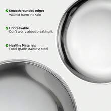 Set Piring Makan Stainless Steel Tahan Lama 1/5/10 Buah, Piring Logam Anti Pecah yang Dapat Digunakan Kembali, Piring Saji yang Dapat Ditumpuk untuk Santapan Sehari-hari, BBQ, dan Aktivitas Luar Ruangan - Perak - View 7