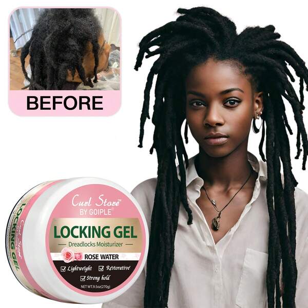 Goiple Gel vuốt tóc khóa nếp 9.5oz, sáp vuốt tóc giữ nếp mạnh, gel tạo kiểu tóc không để lại cặn, phù hợp cho tóc tết, tóc dreadlocks, xoắn lại và xoắn tóc, làm mượt tóc con, kiểm soát xơ rối, tăng độ bóng, cải thiện sức khỏe tóc, nâng tầm mái tóc, giữ nếp lâu dài, cho nữ và nam